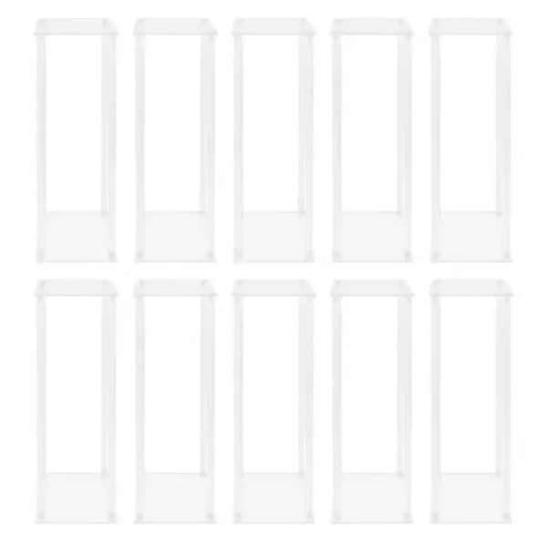 Blomsterstativ til bryllup - Akryl rektangulær søjle - Sæt med 10 - Højde 60 cm - Bund 20×20 cm - Max 3 kg/stk - Nem montering - Klar