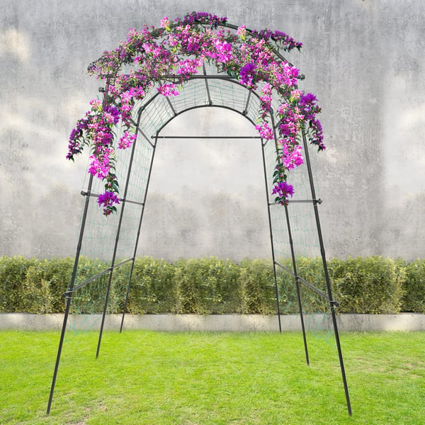 Trädgårdsbåge - Metall Pergola/Spaljé - 1,83×1,15×2,3 m - Rostbeständig & Vädertålig - För Klätterväxter & Bröllop - Svart