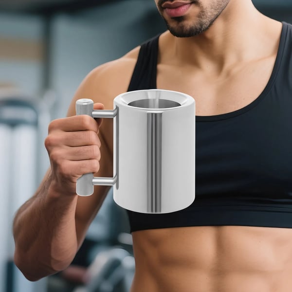Hantel kaffekop & vandflaske - Rustfrit stål - Fitness & sport - Genanvendelig - Op til 500 ml - Kun håndvask