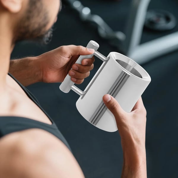 Hantel kaffekop & vandflaske - Rustfrit stål - Fitness & sport - Genanvendelig - Op til 500 ml - Kun håndvask
