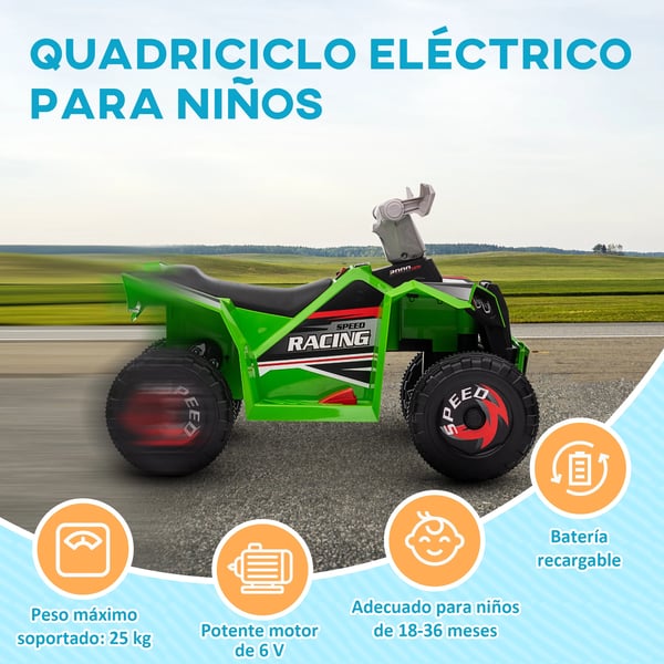 Elektrisk fyrhjuling för barn - Åkfordon - 6V - 2,5 km/h - Fram/Bak - 18–36 månader - 70×41,5×48,5 cm - Blå