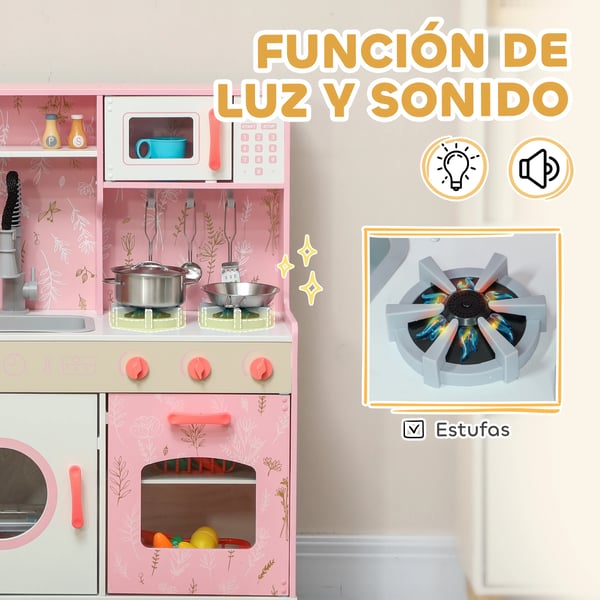 Leksakskök för barn - Träkök - Från 3 År - Trä/MDF - Spis & Ugn - Diskho & Kran - Mikrovågsugn & Tvättmaskin - Blå
