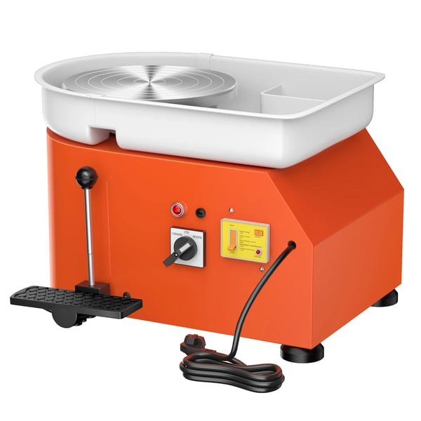 Drejeskive til keramik - Elektrisk potterihjul - 25 cm plade - 350 W motor - Med bakke - Til begyndere - Lysegrå
