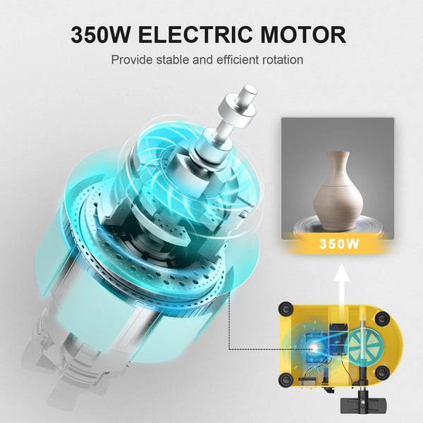 Elektrisk drejeskive til keramik - Potterihjul - 350 W Motor - 25 cm Plade - 300 omdr./min - 11 Værktøjer - Til Begyndere - Lysegrå