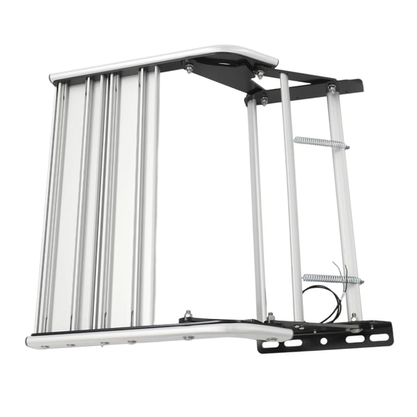 Aluminium indstigningstrin - Manuel foldbar - 12 V LED-lysstribe - Til autocamper, campingvogn, båd, yacht - Skridsikker - Sølv