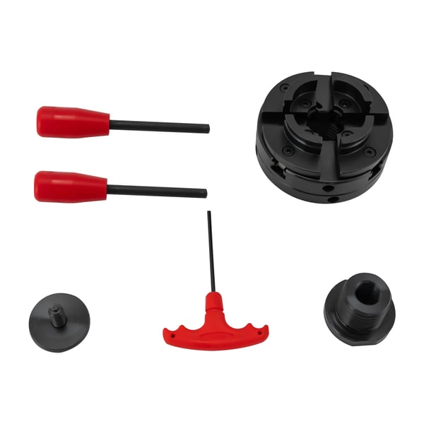 Svarvchuck - Självcentrerande 4-backar - M33 x 3,5 gänga - Invändig 39–76 mm - Utvändig 51–92 mm - Noggrannhet 0,3 mm - 45# stål - Svart
