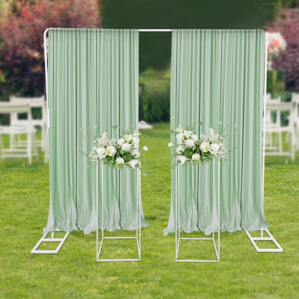 Ballonbue med 2 blomsterstandere - Stål baggrundsstativ sæt - Mål 2×2 m bue, 27×27×80 cm søjler - Bryllup Fest Photobooth - Hvid