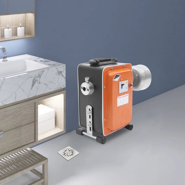 Afløbsrenser Rørrensemaskine - GQ-180 - 750 W - 400 omdr./min - Rør Ø 20–150 mm (2–15 cm) - Sæt med handsker og spiraler - Orange