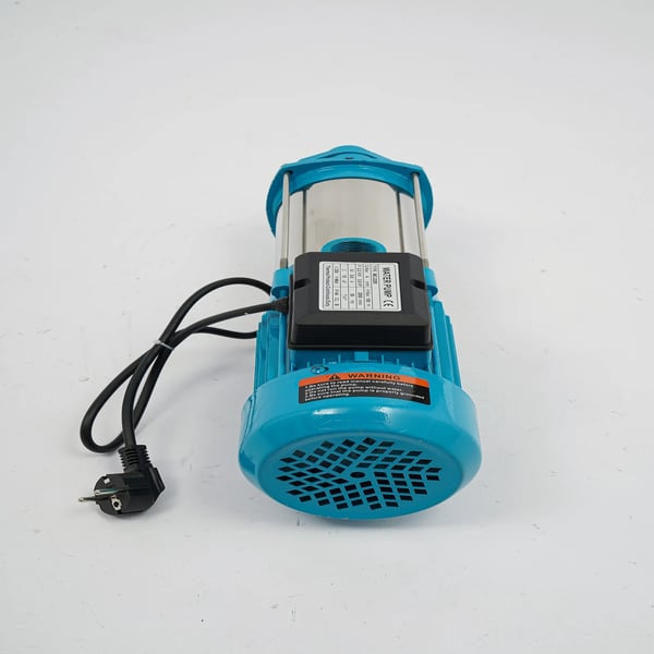 Havepumpe - Flertrins centrifugalpumpe - Kapacitet 4000 l/t - Effekt 2200 W - Tryk 9,8 bar - Rustfrit stål - 230 V EU-stik - Blå/Sølv/Sort