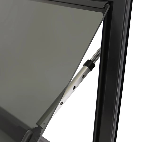 Autocamper/Campingvogn vindue - Udadgående sidevindue - 60 x 45 cm - Aluminiumlegering - Med myggenet - Sort