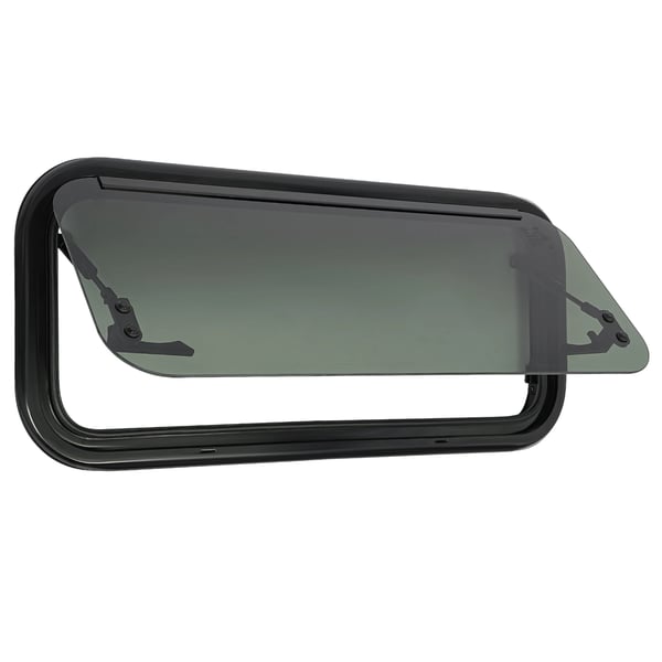 Vindue til autocamper & campingvogn - Udslagsvindue - 70×30 cm - Hærdet Glas - Aluminiumslegering - Skjult Plisseret Skærm - Sort