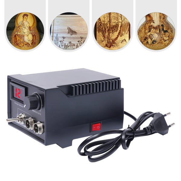 Puunpolttolaite - Pyrografiasetti - LED-näyttö - 60 W - 80–700°C - 220 V EU-pistoke - Hopea
