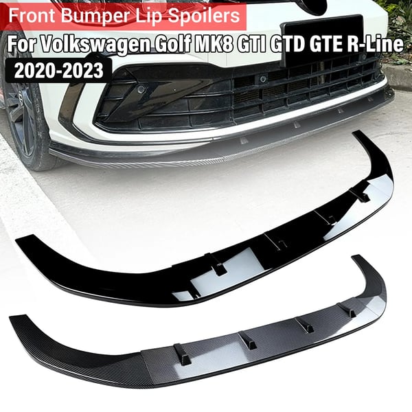 Golf 8 MK8 - Frontsplitter Spoiler Læbe Diffusor - Til forreste kofanger - Passer GTI/GTD/GTE/R-Line 2020–2023 - Sort