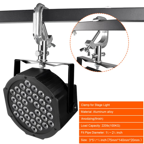 Scenelyskroge 5-pak - Truss Clamp Light Hook - Justerbart Aluminium - Enkelt Klemmebeslag - Til PAR og Beam - Robust - Bærbar