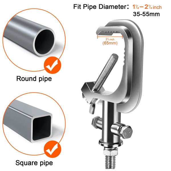 Scenelyskroge 5-pak - Truss Clamp Light Hook - Justerbart Aluminium - Enkelt Klemmebeslag - Til PAR og Beam - Robust - Bærbar