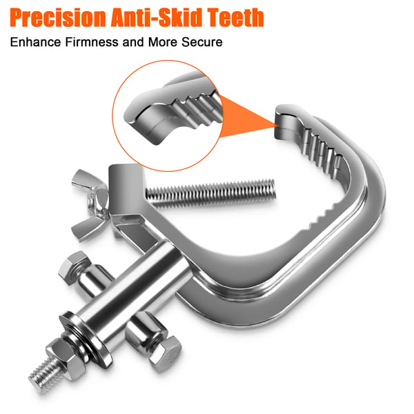 Scenelyskroge 5-pak - Truss Clamp Light Hook - Justerbart Aluminium - Enkelt Klemmebeslag - Til PAR og Beam - Robust - Bærbar