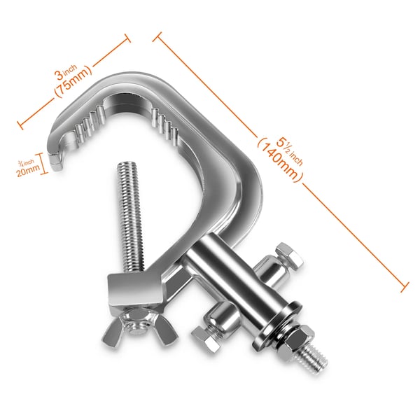 Scenelyskroge 5-pak - Truss Clamp Light Hook - Justerbart Aluminium - Enkelt Klemmebeslag - Til PAR og Beam - Robust - Bærbar