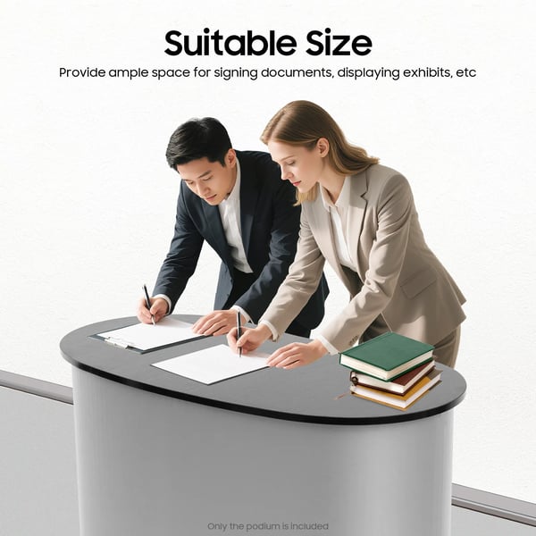 Receptionsdisk & Messebord - Pop-up Podium - Mål 40×90×90 cm - Til messer & events - Samling kræves - Kontormøbel - Sølv