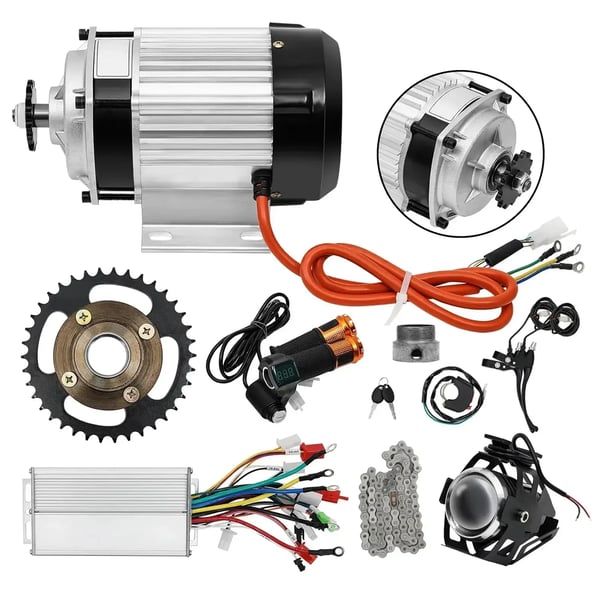 Borstlös Växelmotor - Ombyggnadssats - 750W 48V - För Go-kart, ATV, Elcykel - Utan Batteri - Mörkblå/Svart