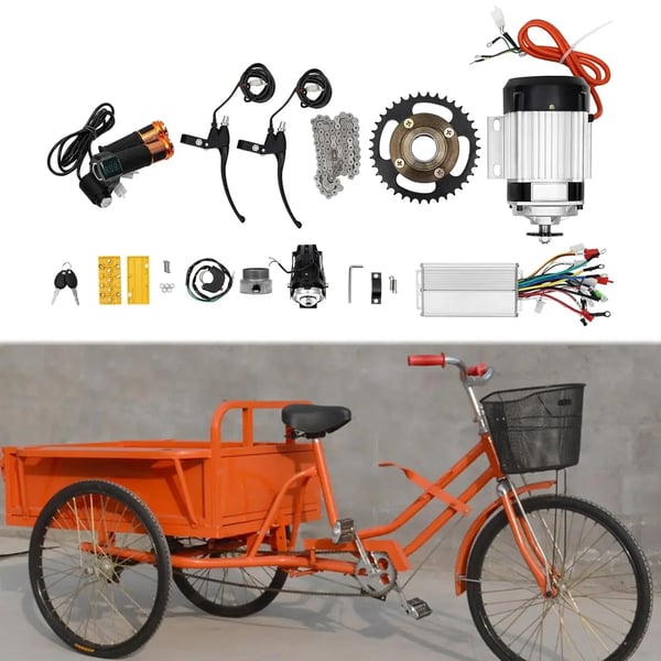 Børsteløs Gearet Motor - Ombygningssæt - 750W 48V - Til Gokart, ATV, Elcykel - Uden Batteri - Mørkeblå/Sort
