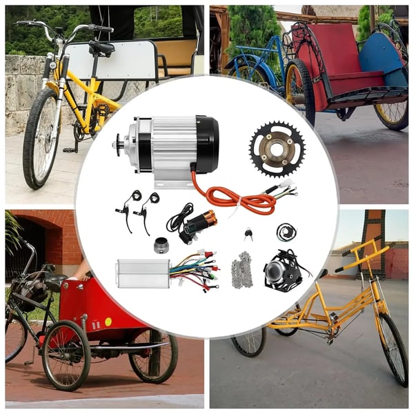 Børsteløs Gearet Motor - Ombygningssæt - 750W 48V - Til Gokart, ATV, Elcykel - Uden Batteri - Mørkeblå/Sort