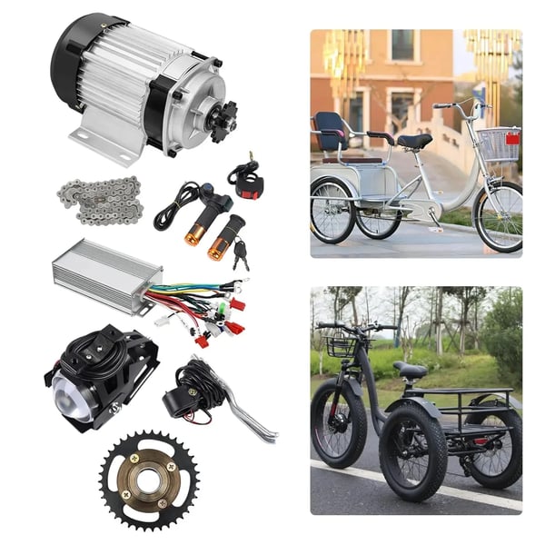 Børsteløs Gearet Motor - Ombygningssæt - 750W 48V - Til Gokart, ATV, Elcykel - Uden Batteri - Mørkeblå/Sort