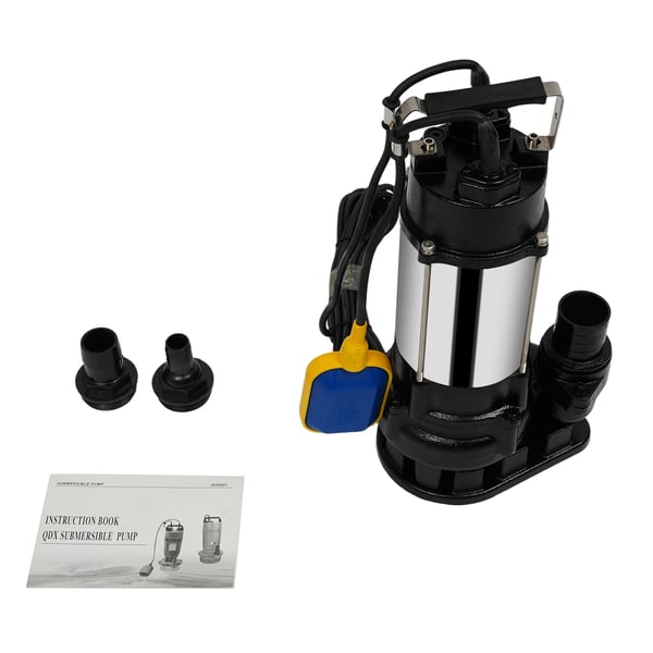 Dykpumpe - Drænpumpe - Effekt 0,55 kW (0,75 hk) - Automatisk flydekontakt - Maks løftehøjde 15 m - Udgang 5 cm - 220V EU-stik - Sølv
