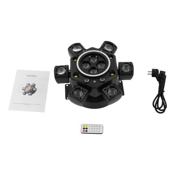 RGBW LED Scenelys 120W - DMX512 - Master/Slave - Lydaktiveret & Automatik - LED-display & Fjernbetjening - AC 110–220V - Sort