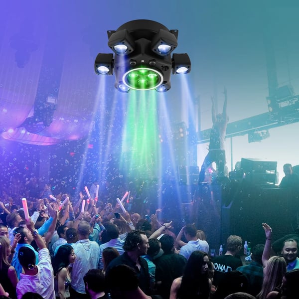 RGBW LED Scenelys 120W - DMX512 - Master/Slave - Lydaktiveret & Automatik - LED-display & Fjernbetjening - AC 110–220V - Sort