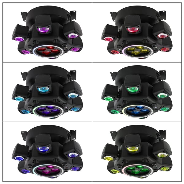 RGBW LED Scenelys 120W - DMX512 - Master/Slave - Lydaktiveret & Automatik - LED-display & Fjernbetjening - AC 110–220V - Sort