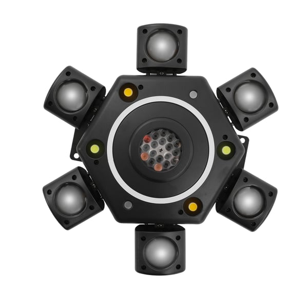 6-armet roterende scenelys - DJ discolys - DMX512 & fjernbetjening - AC 95–245V - Selvstændig drift - Sort
