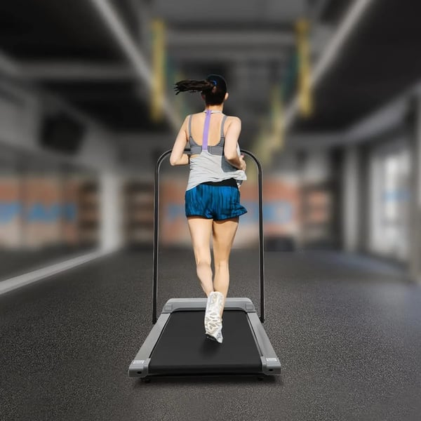 2‑i‑1 løbebånd - Walking pad til hjemmet - 6 km/t - Sammenklappeligt - LCD‑display - Fjernbetjening - 50×120 cm løbeflade - Max 100 kg - Grå