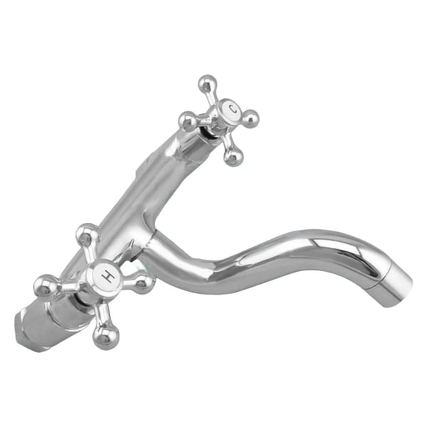 Væghængt køkken-/håndvaskarmatur - To-grebs - Svingtud - Ventilkerne i messing - 16×17×6 cm - Sølv