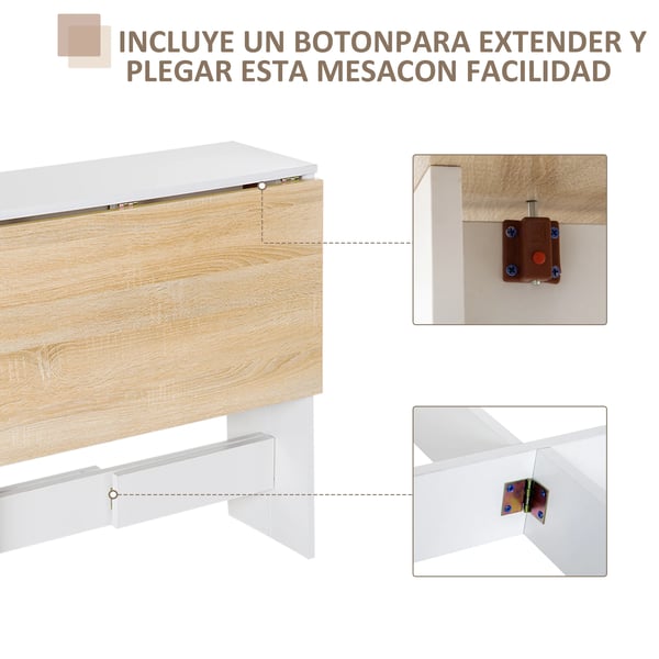 Matbord - Klaffbord - Hopfällbart Med Klaffar - Rektangulär - 103×76×73,5 cm - För 4 Personer - Platsbesparande - Vit