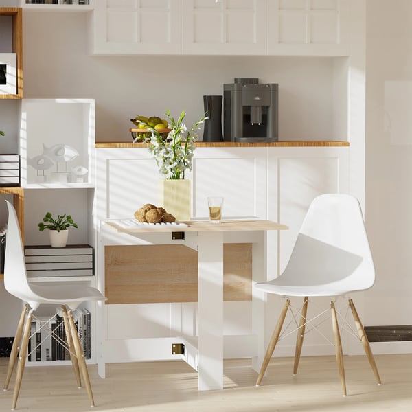 Matbord - Klaffbord - Hopfällbart Med Klaffar - Rektangulär - 103×76×73,5 cm - För 4 Personer - Platsbesparande - Vit