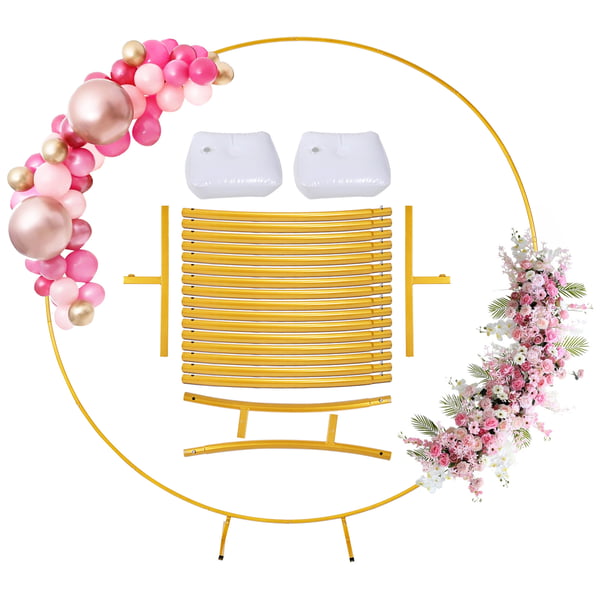 Metal cirkelstativ - Ballonbue ramme - 2,2 m rund - Baggrundsstativ til bryllup, fest, babyshower - Farve Laser