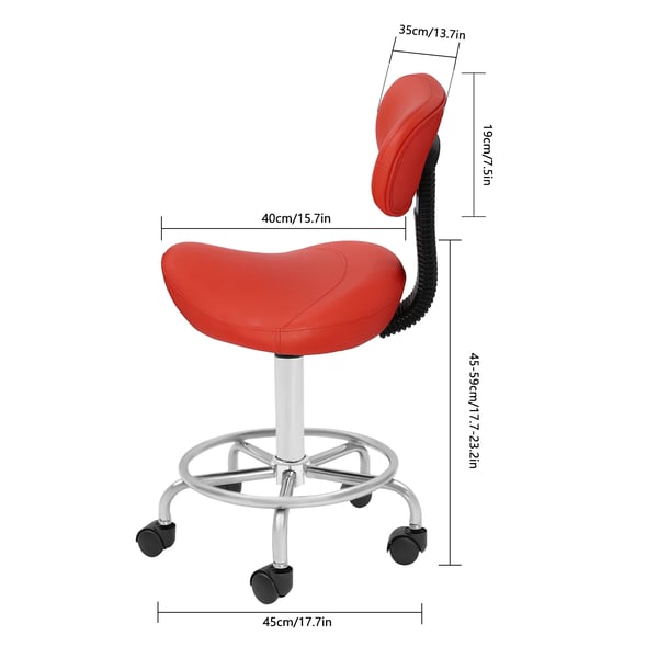 Satulatuoli selkänojalla - Rullajakkara - 360° Kääntyvä - Korkeus 45–59 cm - 150 kg - 5 pyörää - Vaaleanharmaa