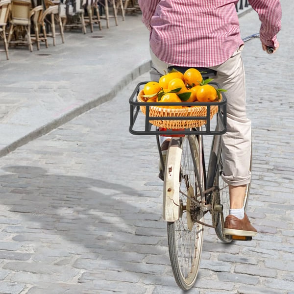 Cykelkurv bag - Kurv til bagagebærer - Stor kapacitet - Robust jern - Stabilt design - Nem montering - Sort