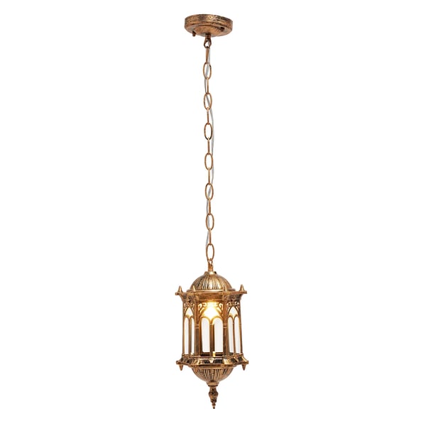 Vintage utomhus pendellampa - Kedjependel - IP44 - E27 - 90–260 V AC - Lampa ingår ej - Gjutaluminium & glas - Mörk khaki