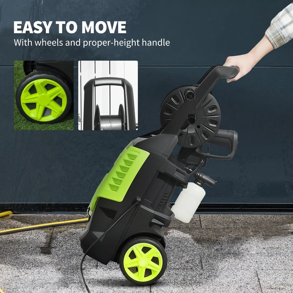 Högtryckstvätt - Elektrisk högtryckstvätt - 2200 W - Automatisk stopp - Justerbar vinkel - Tillbehör ingår - 32×32×80 cm
