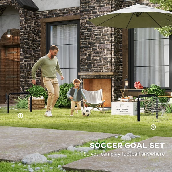 Mini fotbollsmål - Hopfällbara mål 2-pack - För utomhus/trädgård - För barn och vuxna - 90×36×60 cm - Svart