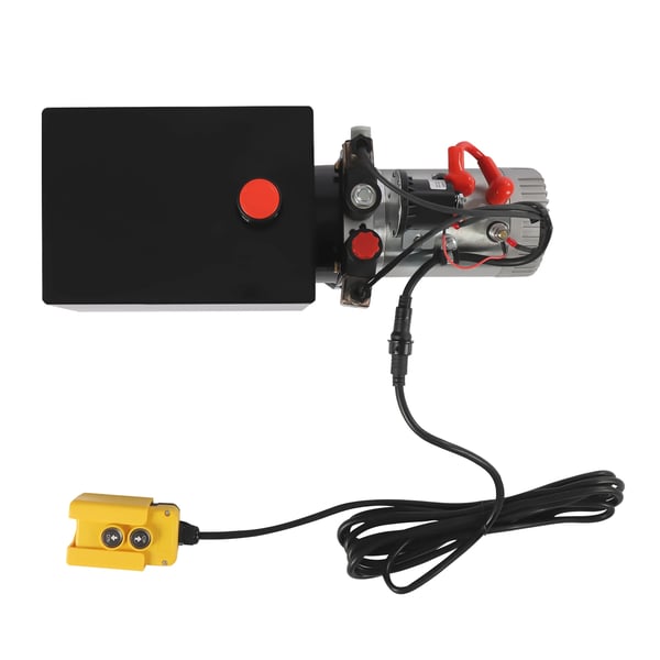 Hydraulikpumpe til tiptrailer - Hydraulikaggregat 12 V DC - 3 kW - Tank 8 L - 16 MPa - Enkelttrins, horisontal - EU-stik