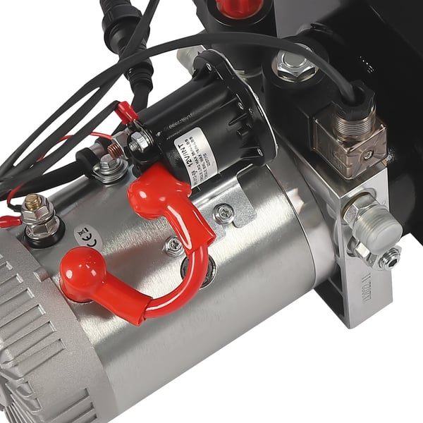 Hydraulikpumpe til tiptrailer - Hydraulikaggregat 12 V DC - 3 kW - Tank 8 L - 16 MPa - Enkelttrins, horisontal - EU-stik