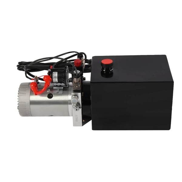 Hydraulikpumpe til tiptrailer - Hydraulikaggregat 12 V DC - 3 kW - Tank 8 L - 16 MPa - Enkelttrins, horisontal - EU-stik