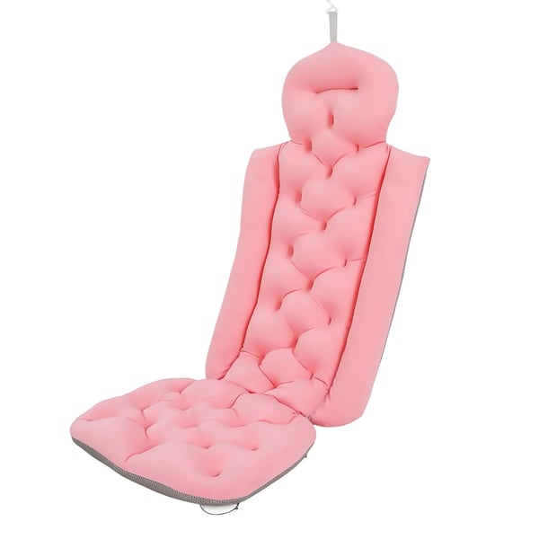 Helskropps badkudde - Spa badkarskudde - Ergonomiskt stöd för huvud, nacke, axlar och rygg - Mjuk och bekväm - Rosa
