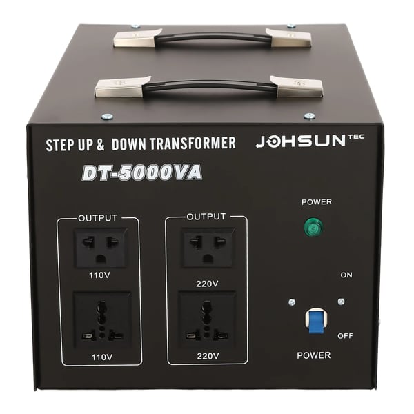 Jännitemuunnin - Toroidimuuntaja - 5000 W - 220 V↔110 V - Step-up/Step-down - Sähkö- ja elektroniikkalaitteille - Musta