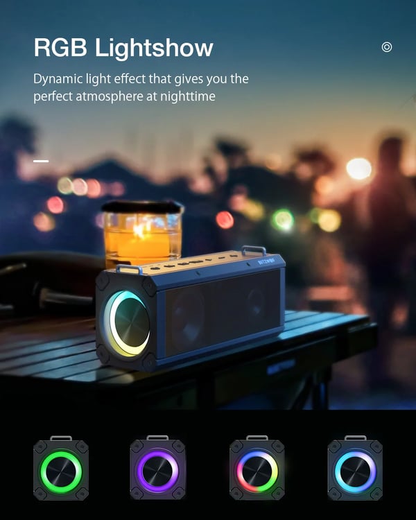 BW-WA3 Pro - Kannettava Bluetooth-kaiutin - 120 W - 16000 mAh - Bluetooth 5.0 aptX HD - Vedenpitävä - RGB-valaistus - Musta