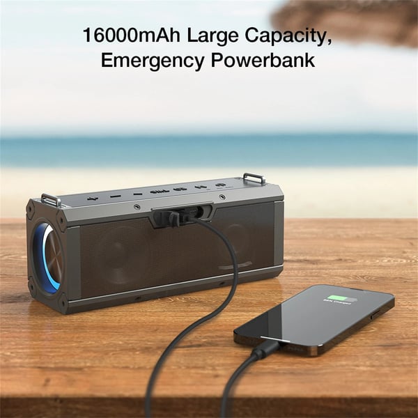BW-WA3 Pro - Kannettava Bluetooth-kaiutin - 120 W - 16000 mAh - Bluetooth 5.0 aptX HD - Vedenpitävä - RGB-valaistus - Musta