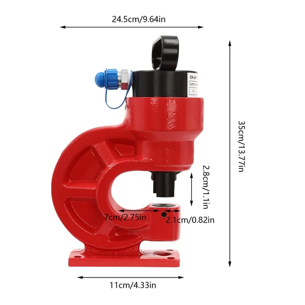 Hydraulisk hulstanser - Stanseværktøj 31 t / 310 kN - Halsdybde 95 mm - CR45 stål - Til CP-700/CP-700-2A/CP-800/DYB-63A/ZCB-700A - Rød