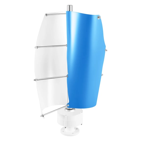 Vindgenerator - Vertikal 2-bladet vindturbine - 24V 100W - DN25 beslag - Med laderegulator - Hvid